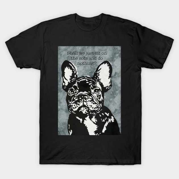 French Bulldog Linoprint T-Shirt by NattyDesigns